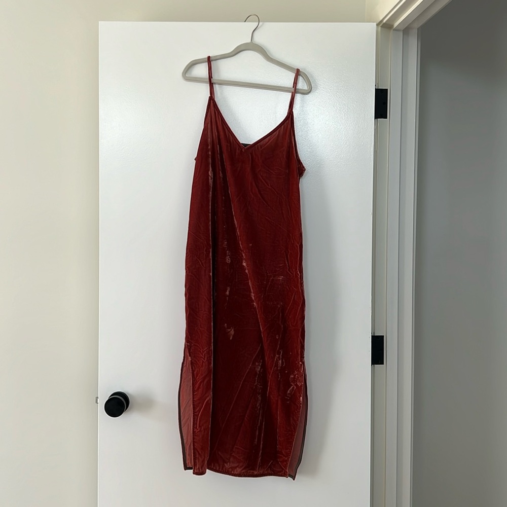 Michael Stars crushed velvet slipdress dress burnt umber M